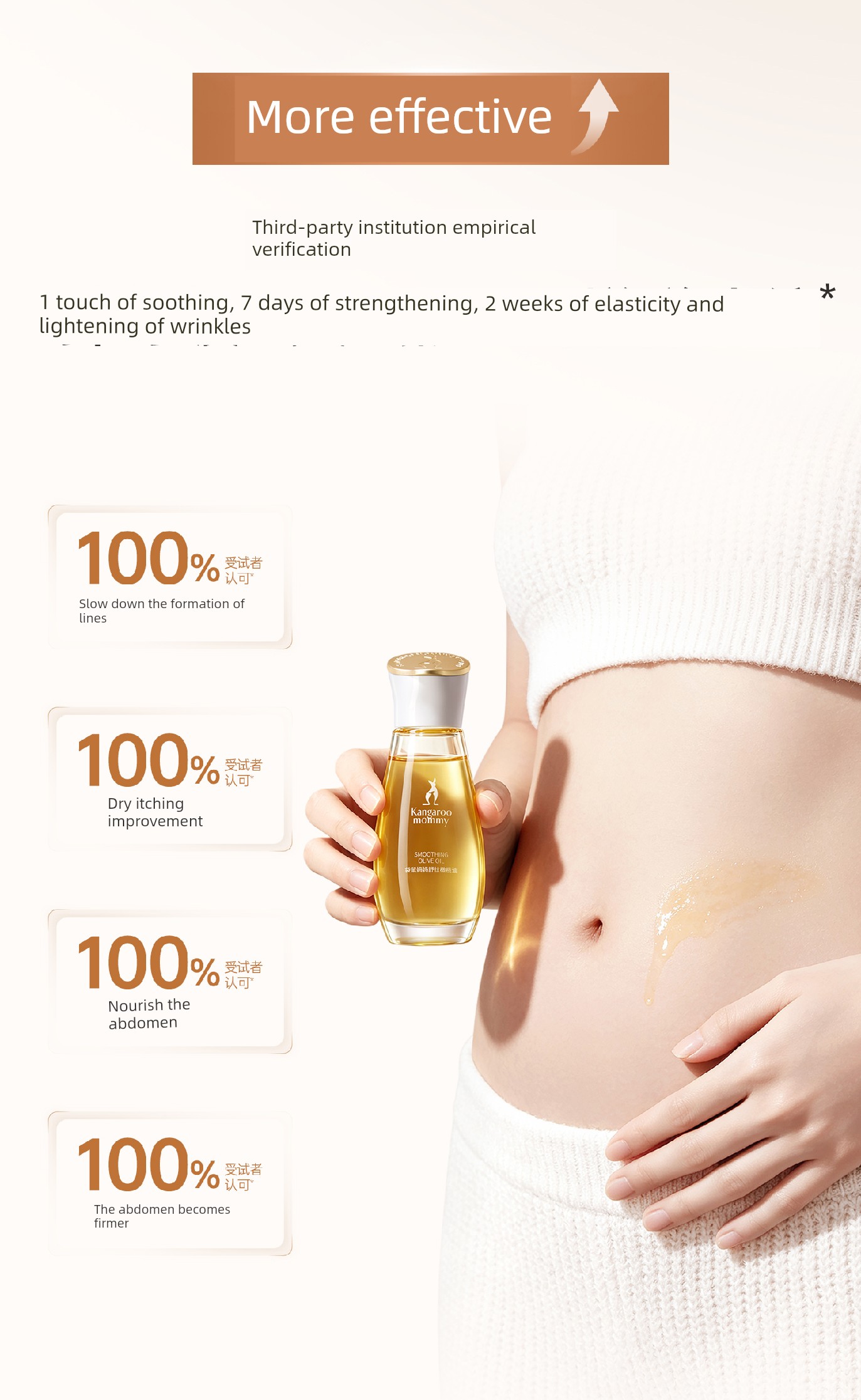 Kangaroo Mom Olive Oil Small Gold Bottle Stretch Mark Oil Massage Special Sheep Fat Cream for Pregnancy, Relieves Stretch Marks and Sensitive Skin — 9