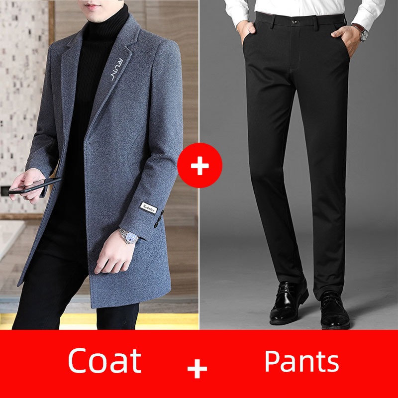 Medium and long term thickening winter man man 's suit woolen overcoat