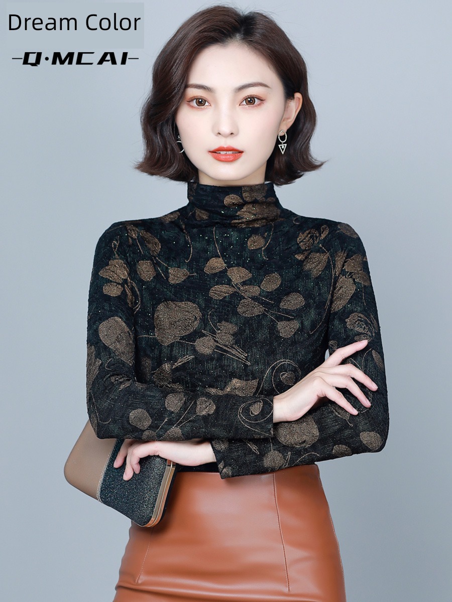 Autumn and winter thickening ma'am fashion Long sleeve T-shirt Undershirt