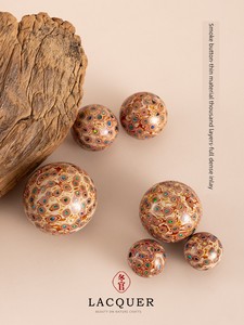 Natural Lacquer Single Bead Necklace Accessory with Intricate Inlay, Handcrafted Jewelry, Smoke Cloud Pattern