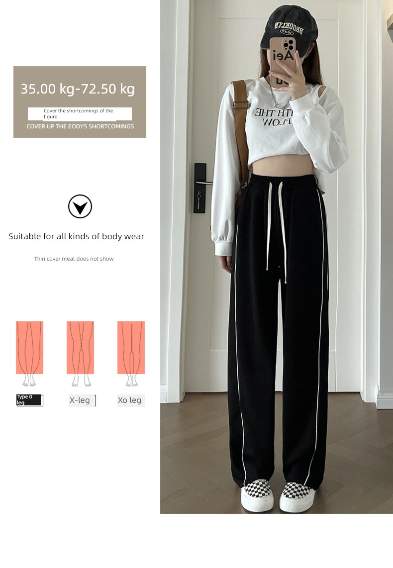 spring and autumn easy Show thin leisure time High waist Drawstring Sports pants