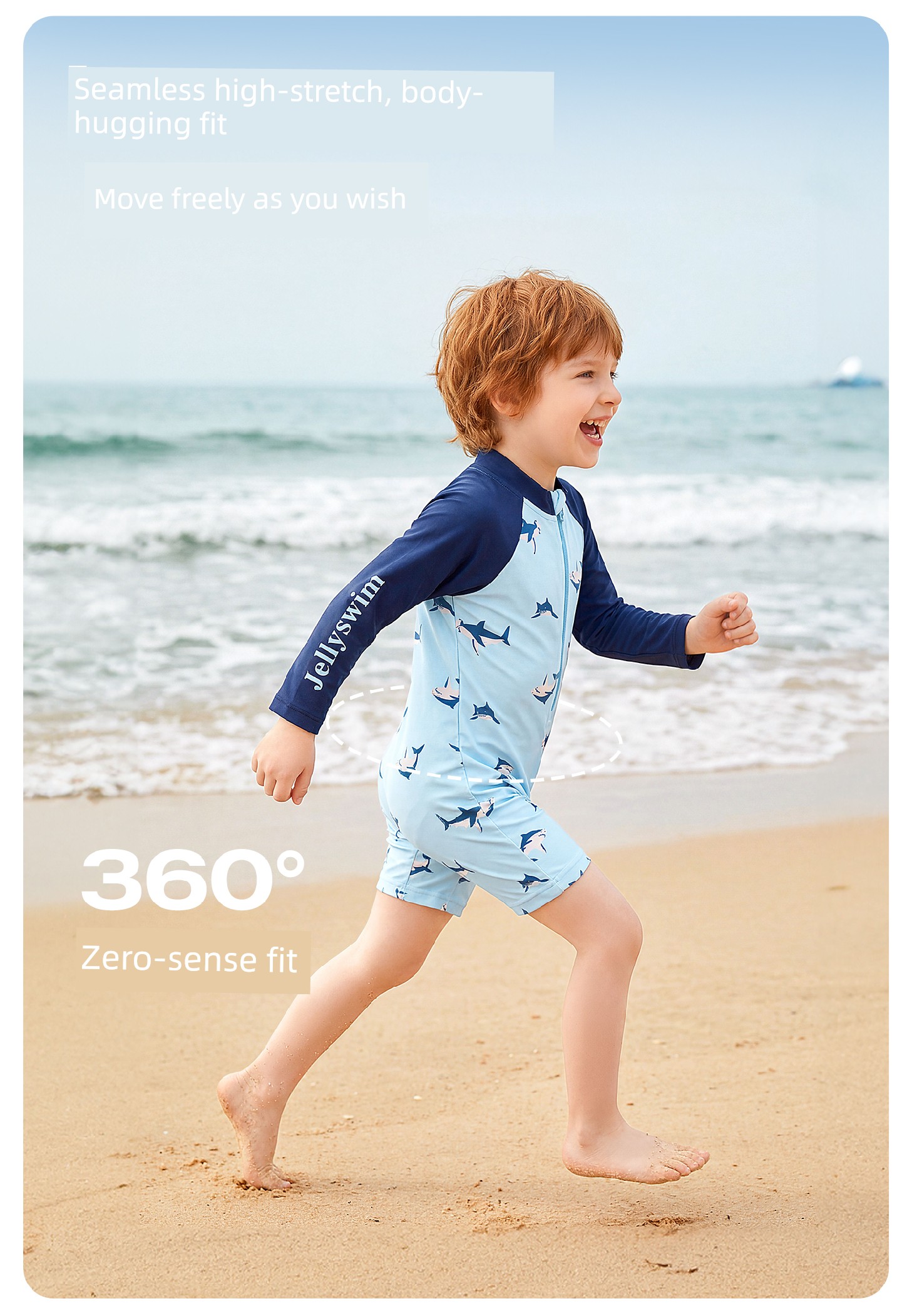 Quick-Drying Sun Protection Children's Separates Shark Long Sleeves Swimsuit — 19