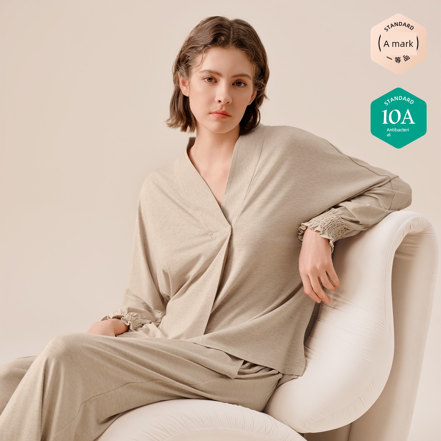 Sohiwoo Postpartum Clothing for Pregnant and Postpartum Women, Autumn Nursing Pajamas, Outerwear, Bamboo Cotton Sweat-Absorbent Home Wear Set — 5