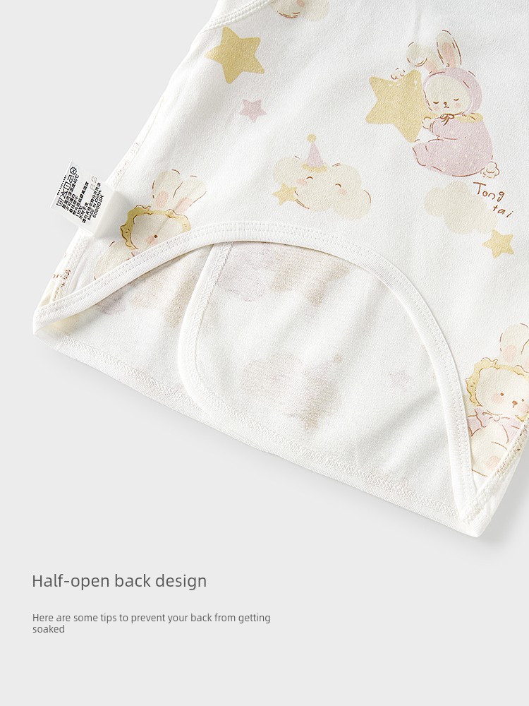 Tongtai Baby Half-Back Shirt, Spring and Autumn Pure Cotton Newborn Clothing, Monk-Style Outfit, Newborn Baby Belly-Protecting Top, Full-Month Outfit — 3
