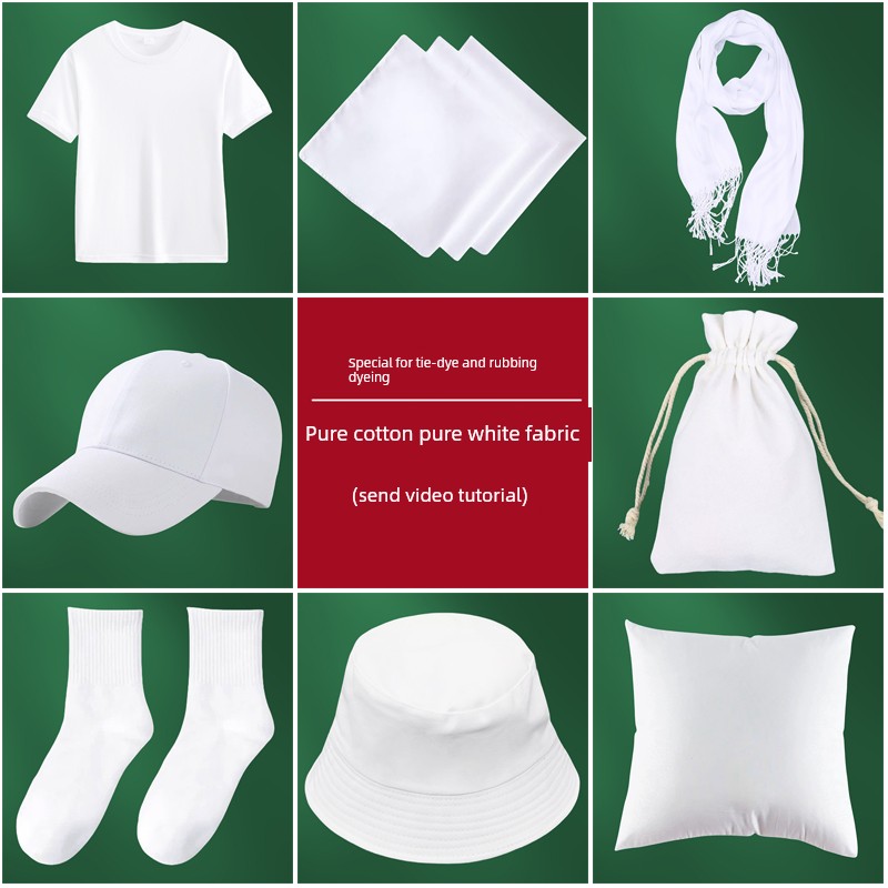Tie-Dye Special Square Cloth White Fabric Kindergarten Rubbing Handkerchief Pure Cotton Dyed Cloth Silk Scarf Handkerchief DIY Material Kit