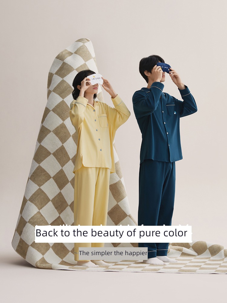 lovers pajamas pure cotton man female Spring and Autumn Red bean