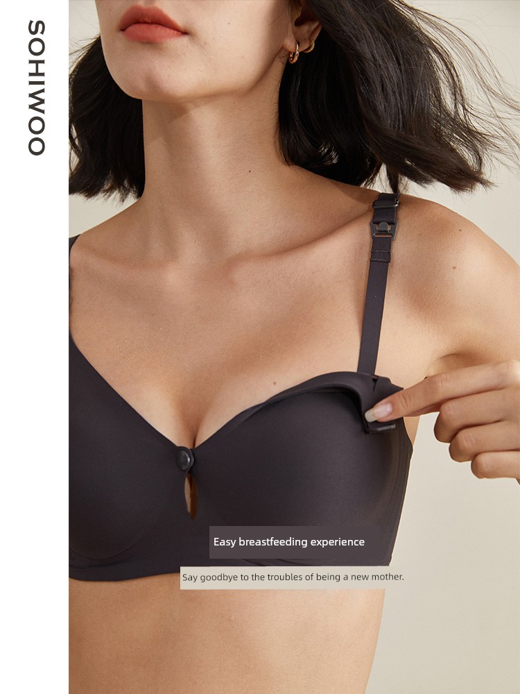 Sohiwoo Maternity Breastfeeding Underwear Autumn Push up and Anti-Sagging Bra Breastfeeding Special Pregnancy Plus Size — 3
