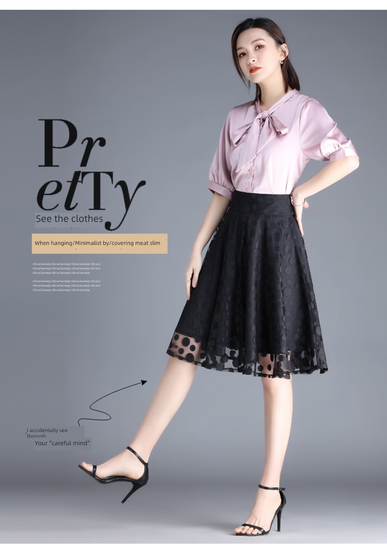 Gauze 2022 autumn Medium and long term Umbrella skirt Lace