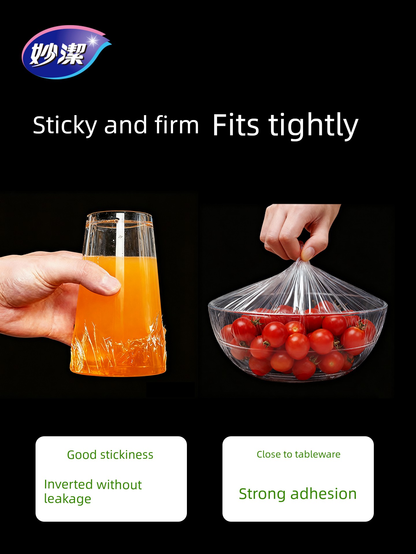 Miaojie Perforated Food-Grade Plastic Wrap for Home Use, No Knife Needed, Large Roll, Suitable for Kitchen, Microwave, and Refrigerator