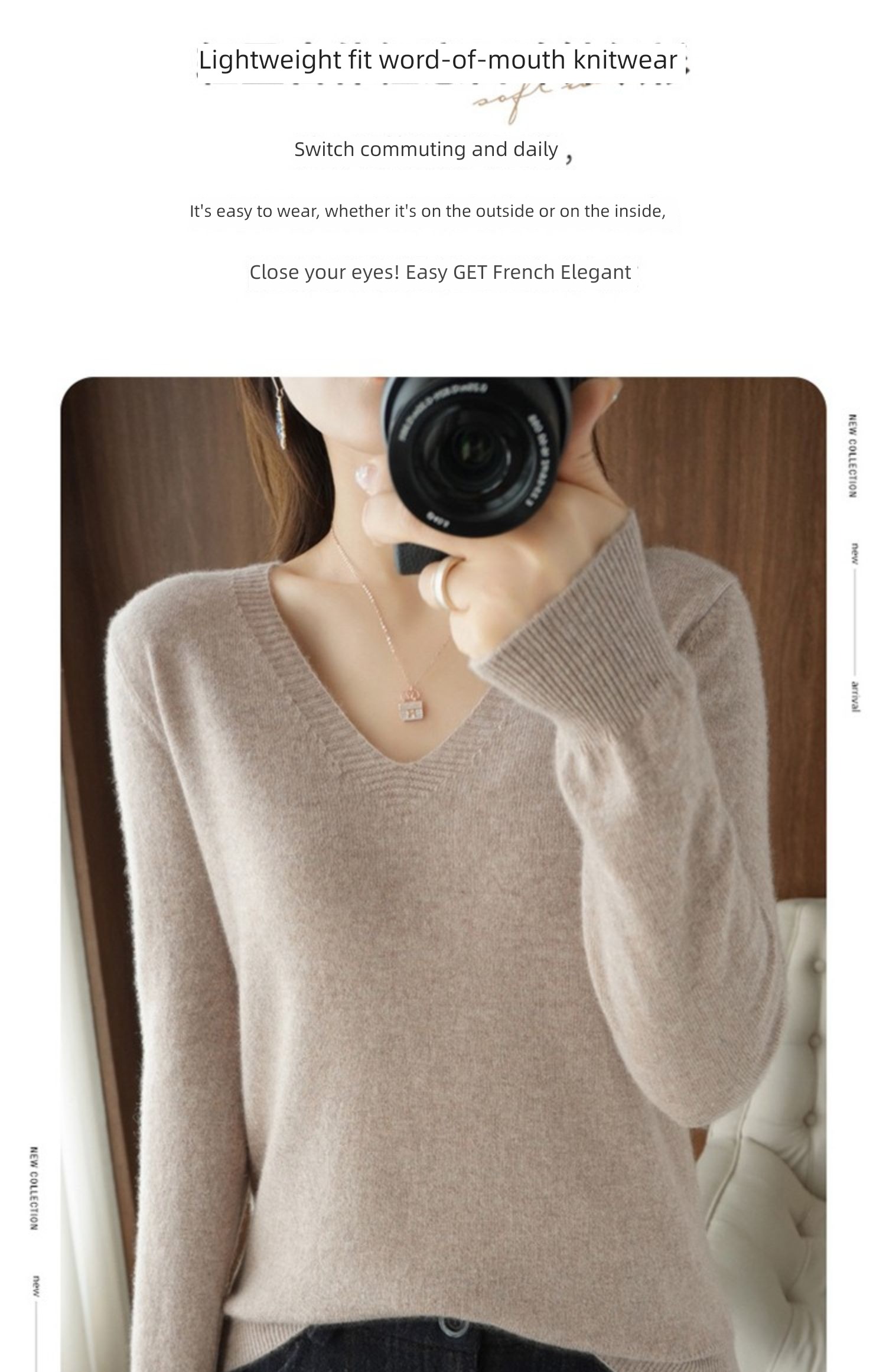 Solid color have cash less than that is registered in the accounts Long sleeve Inner lap Big size Show thin Cashmere sweater