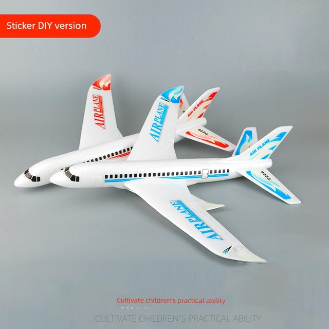 Internet celebrity outdoor toy foam aircraft hand-dumping children's model glider model aircraft assembled passenger aircraft spiral glowing