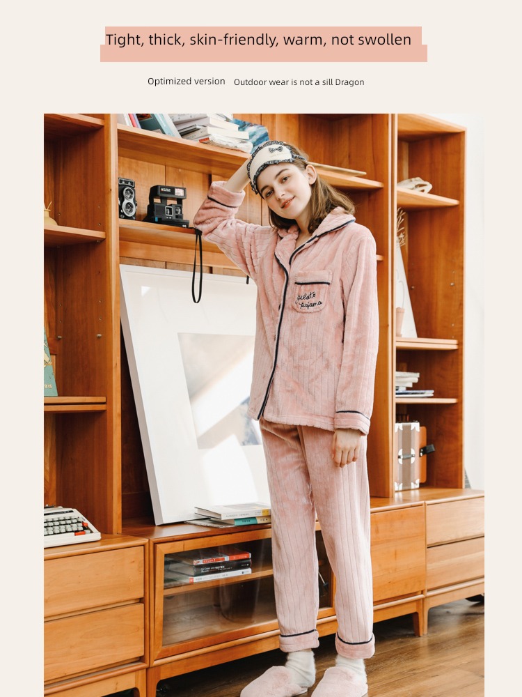 female thickening Flannel Can be worn out suit Autumn and winter pajamas