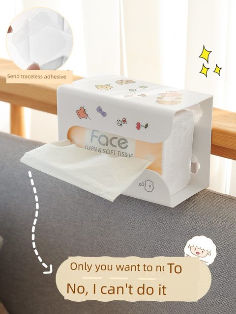Paper draw box Home living room creative tissue box markless and hole-free wall hanging wall-mounted tissue storage box Kitchen paper draw box