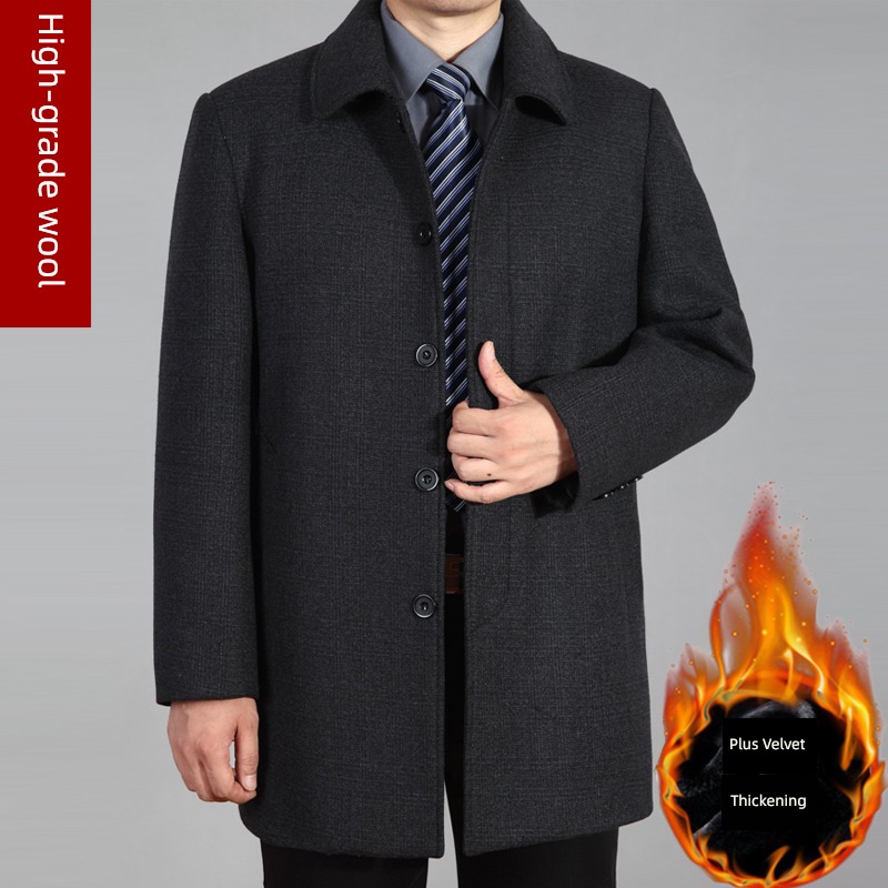 dad grandpa Middle aged and old people Woollen overcoat loose coat