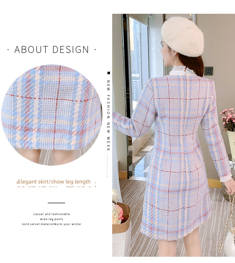 winter Little fragrance Dress Women's wear Autumn and winter 2022 new pattern Winter skirt Plush thickening match overcoat Bottomed skirt