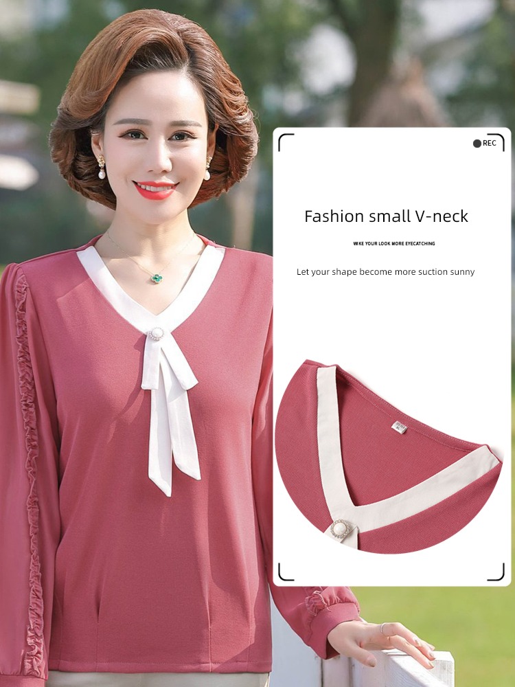 Autumn clothes Foreign style middle age ma'am Undershirt Long sleeve T-shirt