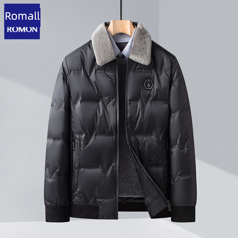 Romon have cash less than that is registered in the accounts leisure time Middle aged man Fur collar Down Jackets