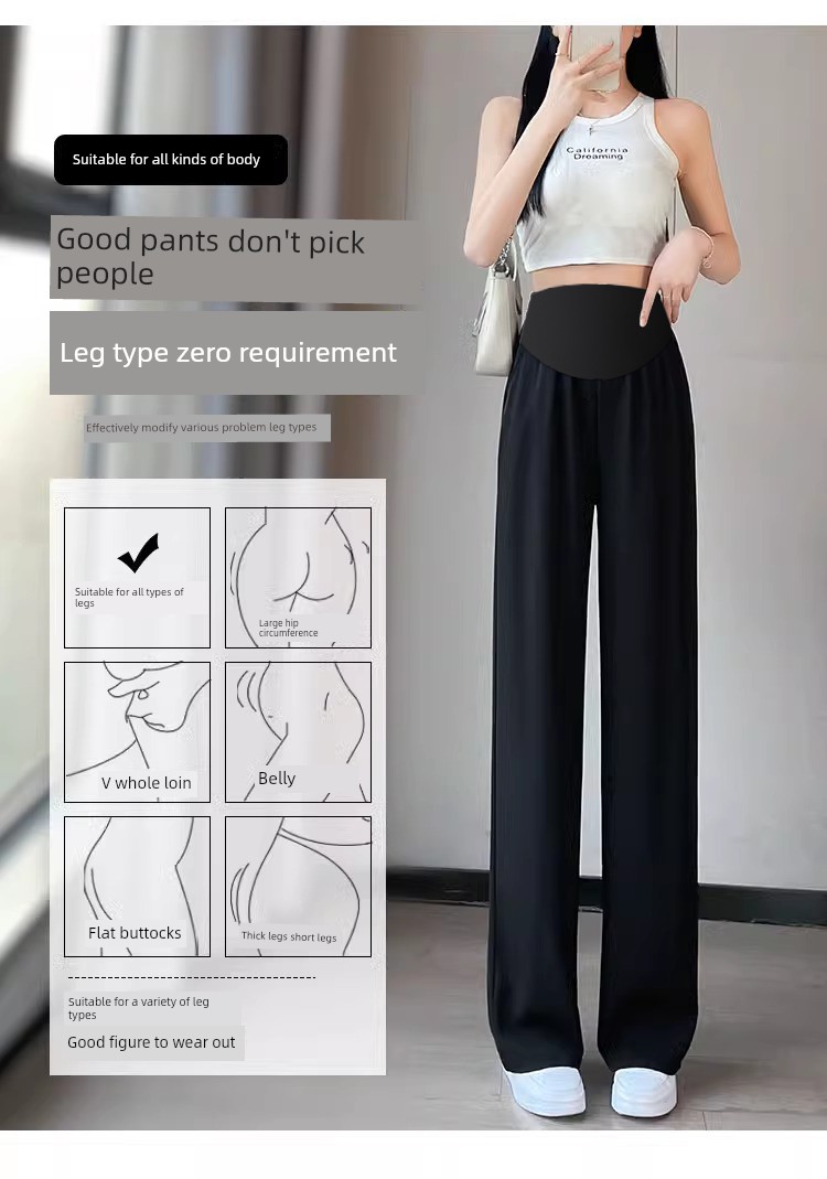 Jq Jingqi Maternity Pants for Autumn 2026, New Style Wide-Leg Suit Pants, Non-Tightening on the Belly during Pregnancy, Autumn and Winter Maternity Wear — 10