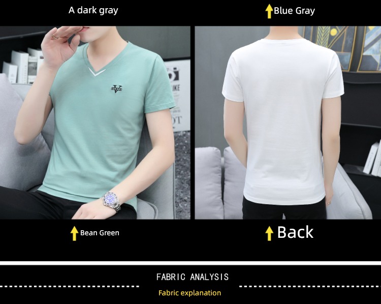 tide man pure cotton breathable V-neck Body Short sleeve T-shirt