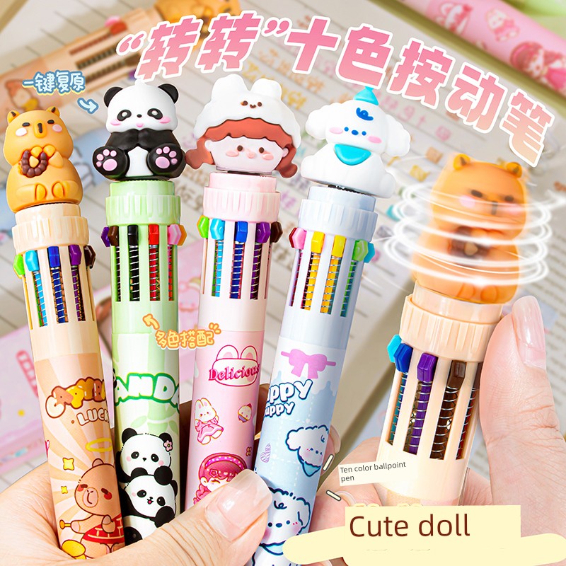 Ten-Color Ballpoint Pen, Multi-Color in One Marker Pen, Retractable Student Marker Pen, Children's Reward Gift Wholesale