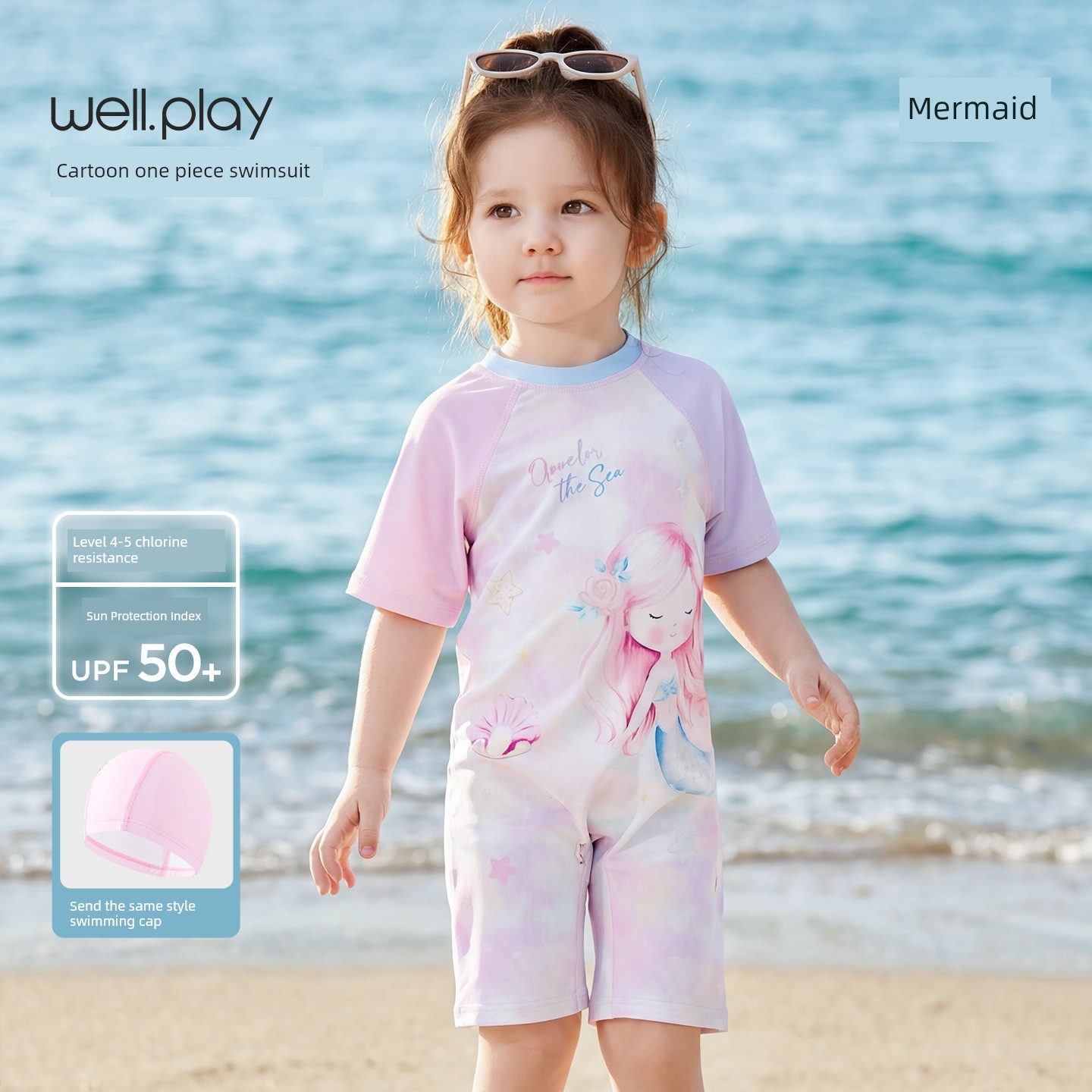 Wilberu Girls' Swimwear Two-Piece Children's Girls' and Boys' Summer Sun Protection Class a One-Piece Swimsuit for 3-Year-Olds — 3