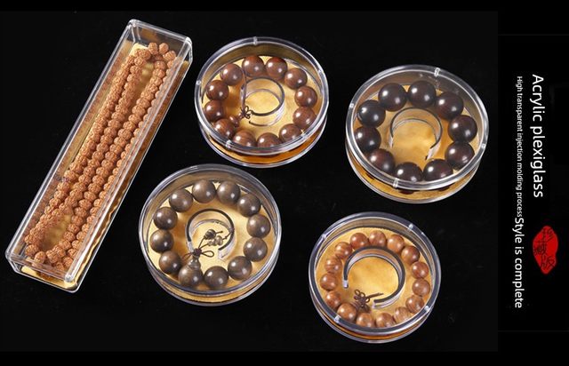 Acrylic agarwood bracelet Buddhist beads box round seal transparent display bracelet gift art packaging storage box