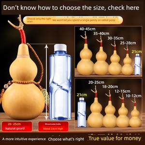 Natural Gourd Ornament for Entrance, Living Room, and Door Facing; Real Gourd with Cinnabar for Home Protection and Deco