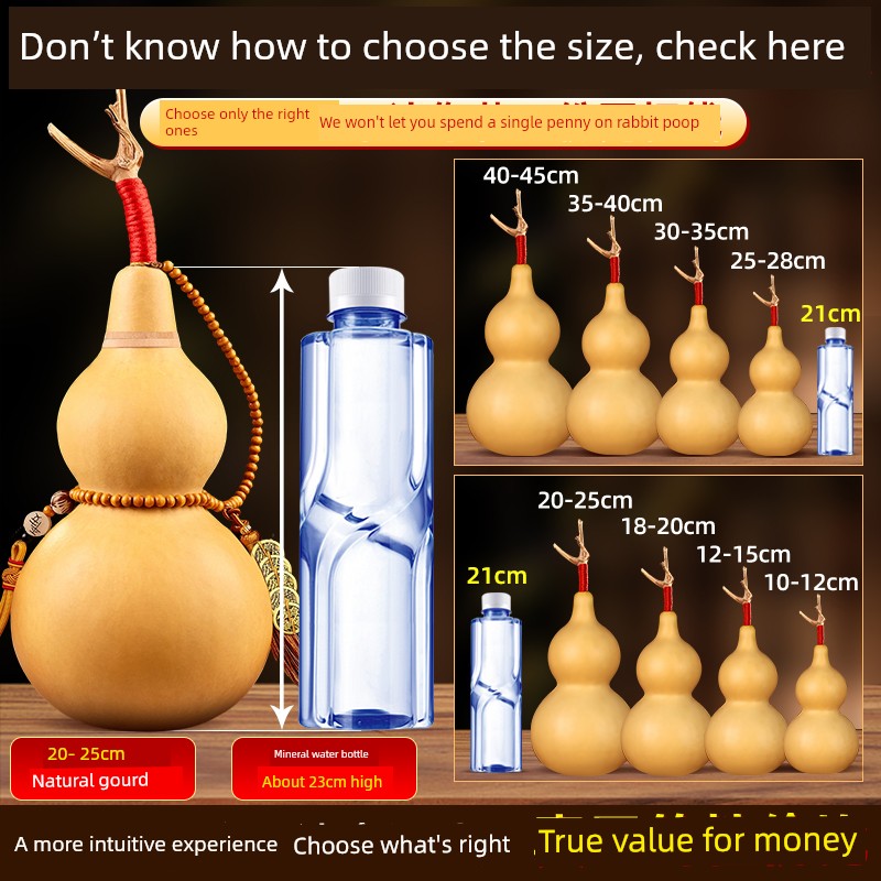 Natural Gourd Ornament for Entrance, Living Room, and Door Facing; Real Gourd with Cinnabar for Home Protection and Decoration