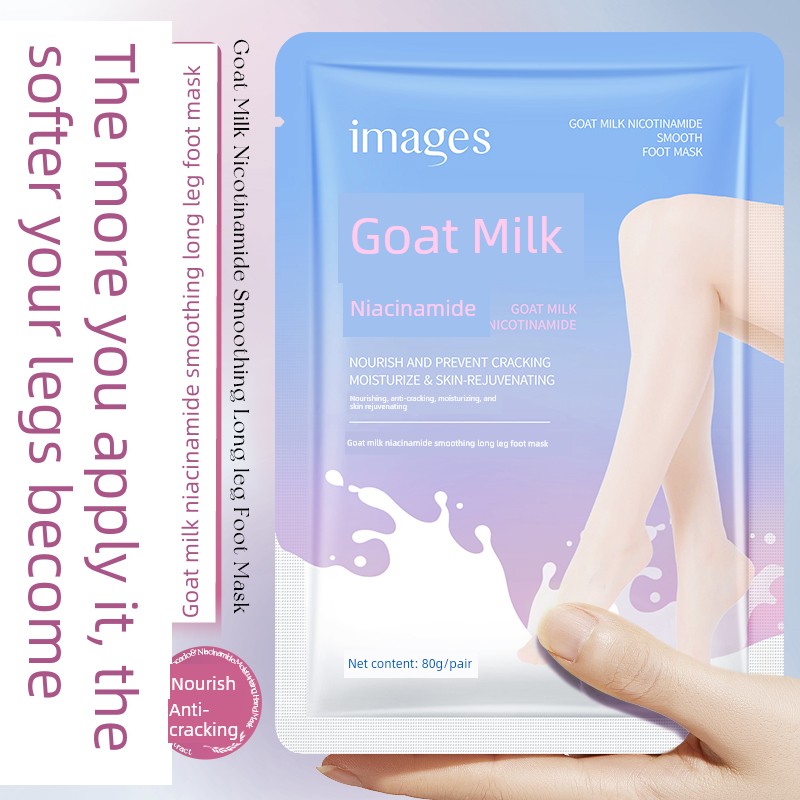 Goat Milk Niacinamide Foot Mask to Soften and Improve Dry and Cracked Heels, Moisturizing and Hydrating Foot Mask