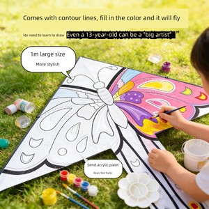 Kite DIY Material Kit for Elementary School Students and Children, Blank Kite for Hand-Painted Coloring, Self-Made Butte