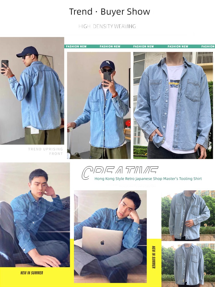Long sleeve Port style solar system Coat leisure time cowboy shirt