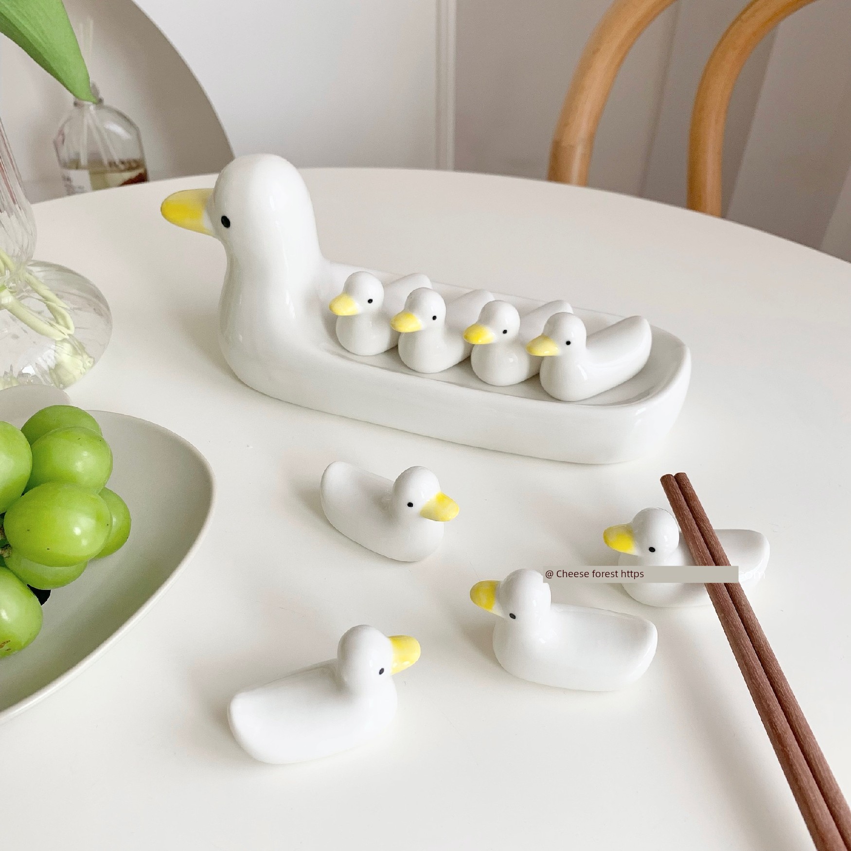 可愛陶瓷鴨子筷子架 ins風創意居家筷枕 桌面拍照道具