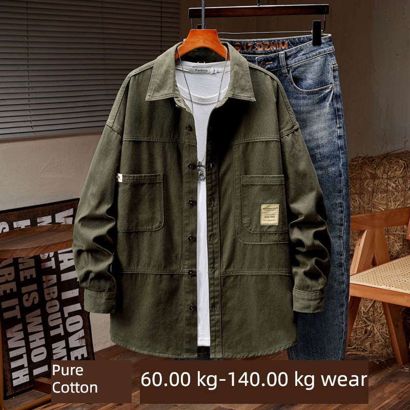 American style Big size the fat leisure time cowboy Long sleeve shirt