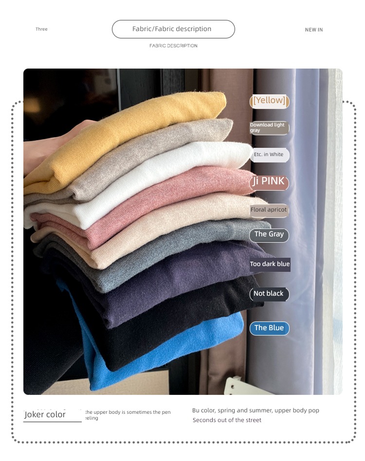 spring and autumn white Inner lap Foreign style Undershirt High collar sweater