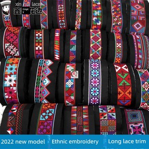 2022 New Style Embroidered Imitation Cross-Stitch Lace Trim Accessories Ethnic Style Travel Photography Yunnan Hani Ethn