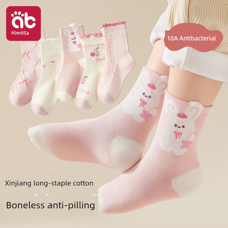 Children's Socks for Girls, Autumn Style, Class A, Mid-Calf Socks, Seamless Cotton Socks for Baby Girls, Princess Socks for Kids — 5
