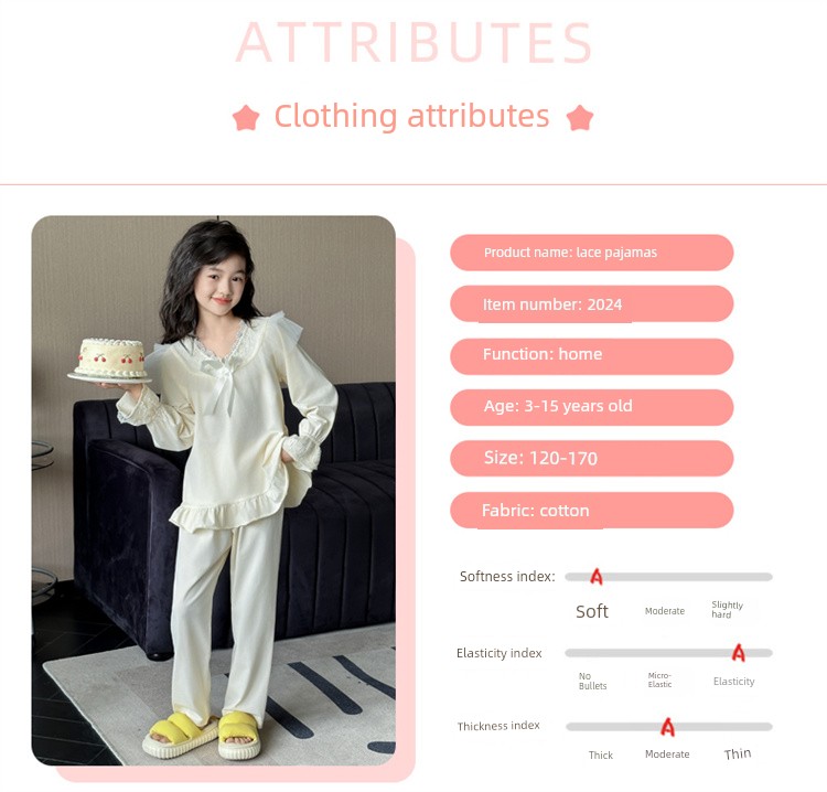 Children's Pajamas Spring and Autumn Pure Cotton 2026 New Style Big Girls' Home Wear Autumn Long-Sleeve Kids' All-Cotton Set Stylish — 5