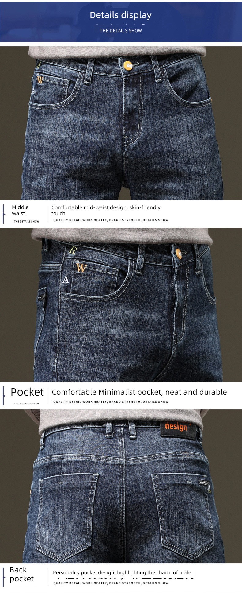 Romon Straight cylinder Self-cultivation autumn Korean version trend Jeans