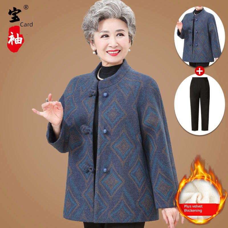 loose coat female Tang costume old lady Woollen cloth clothes loose coat