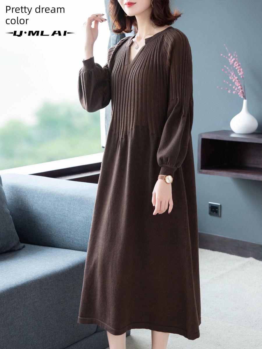 Your wife Light ripening wind middle age Cover the crotch knitting Dress
