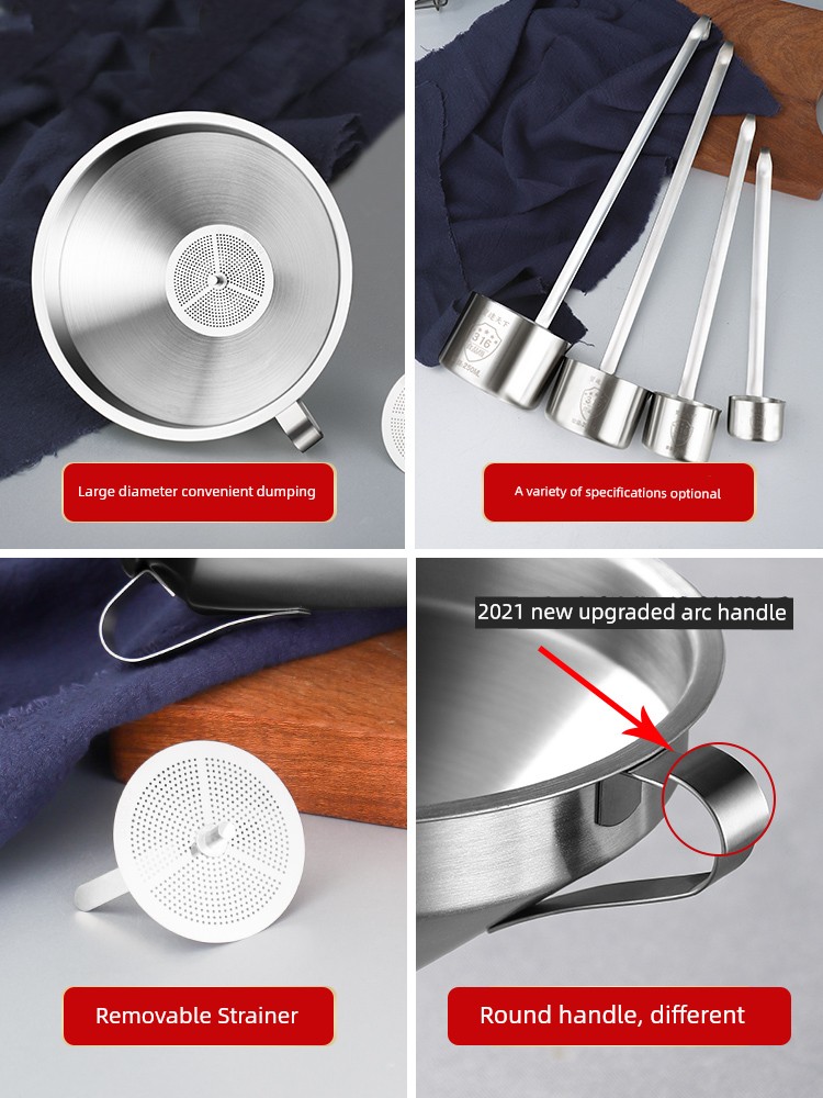 Kitchen Small Caliber with Strainer Wine Spoon Stainless Steel