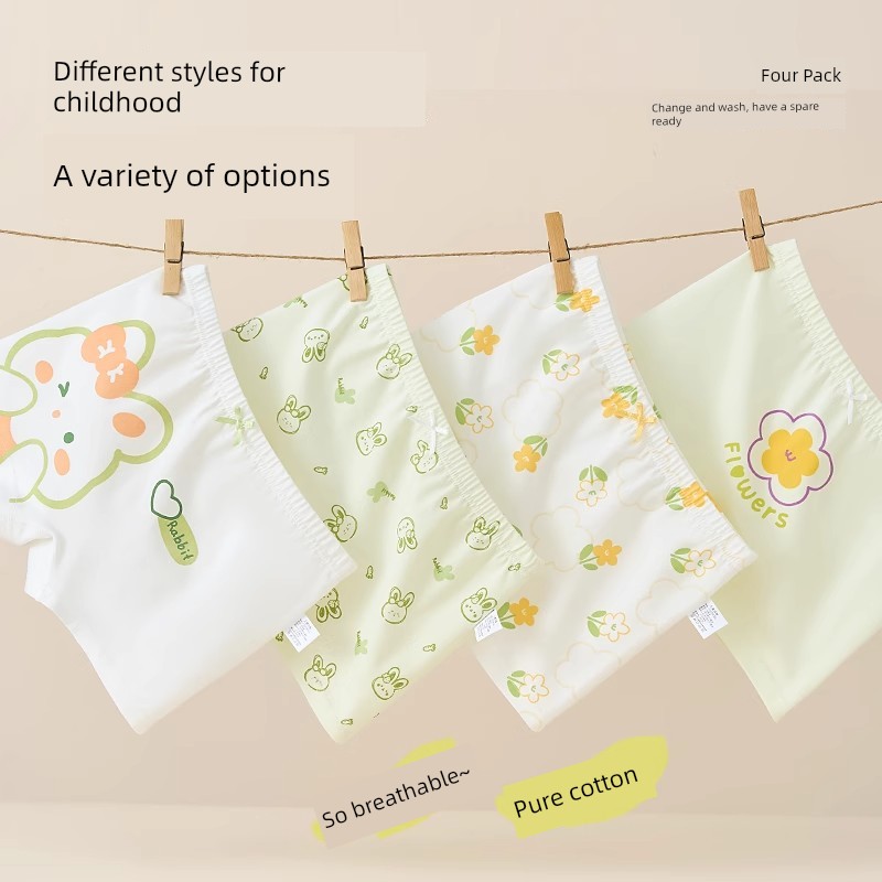 100% Cotton Baby and Children's Underwear, Girls' Boxer Shorts, Pure Cotton, Summer Thin Style, Baby-Friendly, Does Not Pinch the Bottom — 2