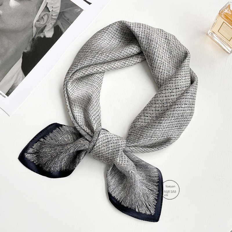 grey Advanced sense female x65 Small square towel Versatile real silk