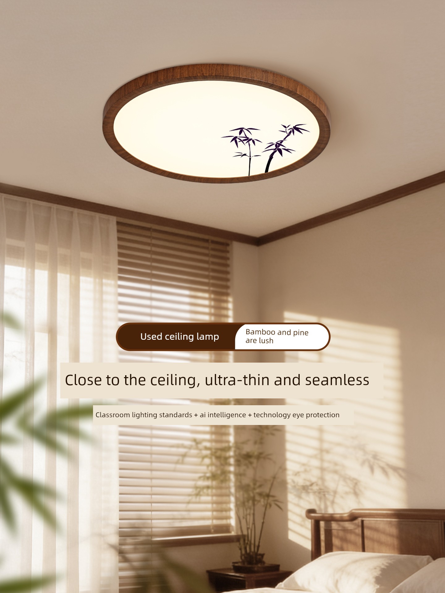 Bedroom Lamp Japanese Retro Style Master Bedroom Study Room Lighting Fixtures Vintage Minimalist Ultra-Thin Corridor Ceiling Light E002
