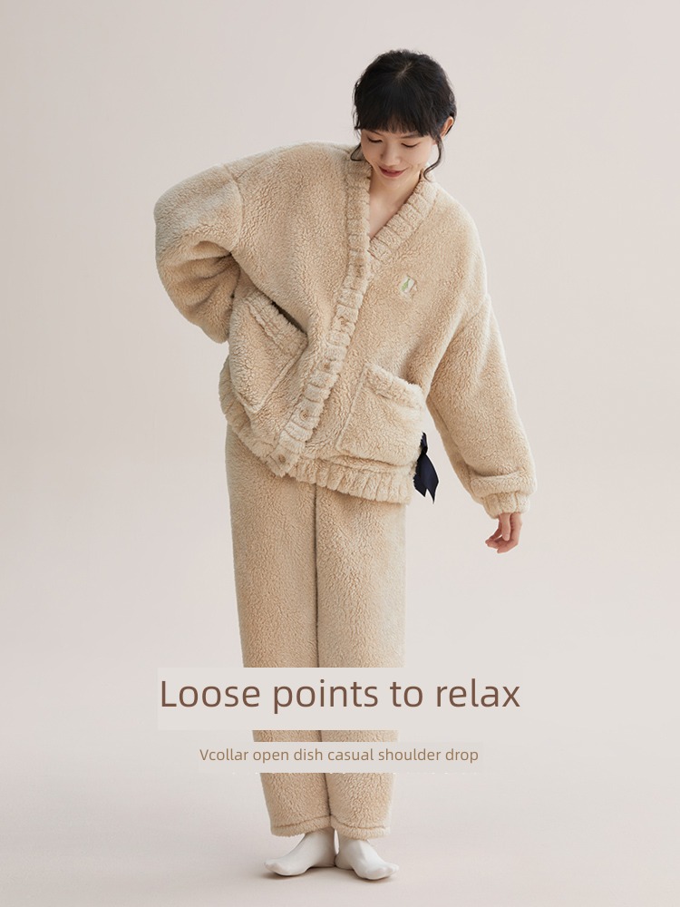 ma'am Flannel Sweet winter keep warm Home Red bean