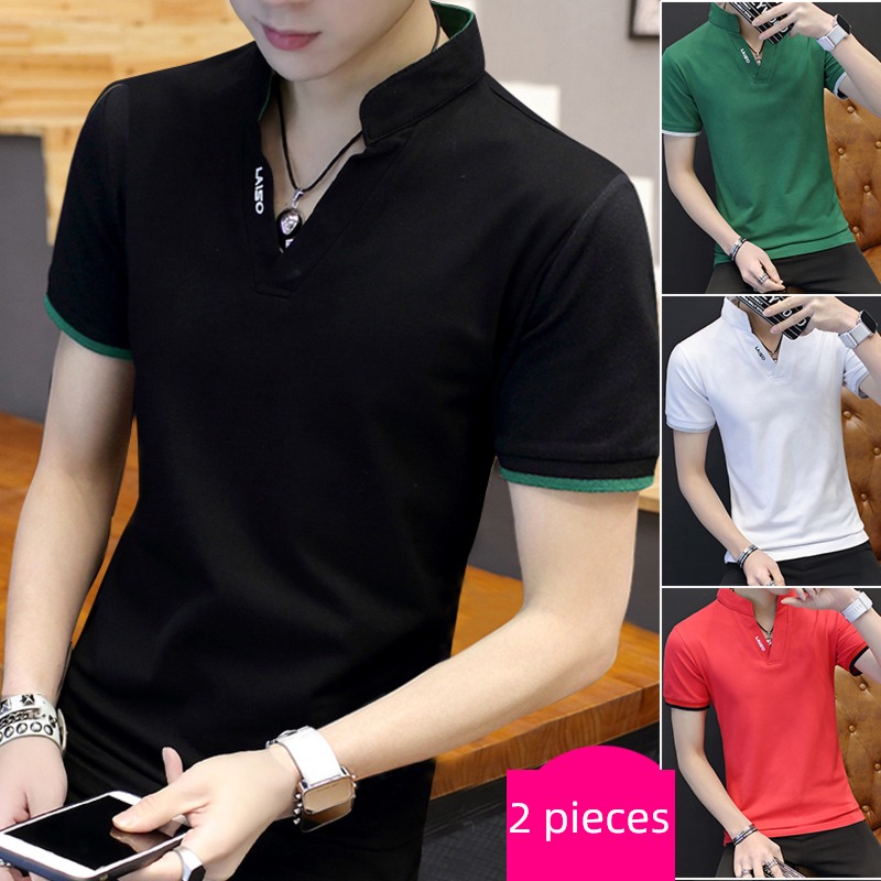 Polo shirt stand collar Put on your clothes man Short sleeve T-shirt