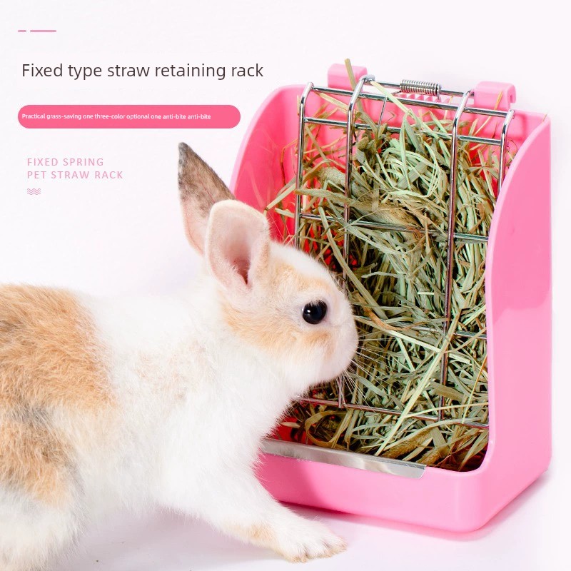 兔子草架防浪費龍貓兔兔荷蘭豬彈簧草架食盆外置防扒草盒喫草用品