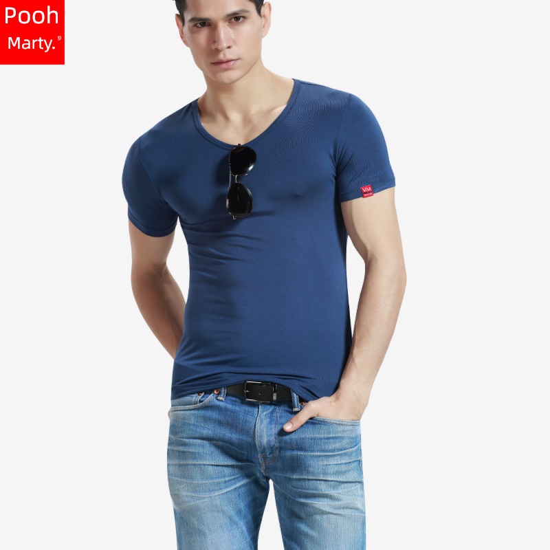 modal  free shipping man Tight fitting Short sleeve tide Undershirt