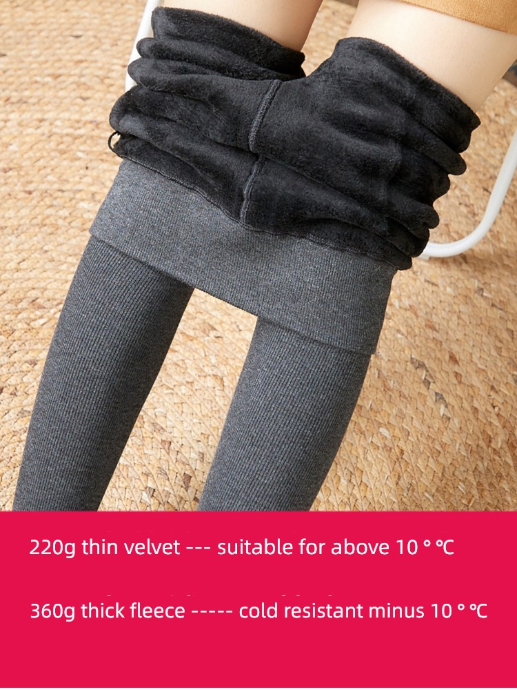 grey thickening Wear inside and outside Thread cotton Step on one's feet Leggings