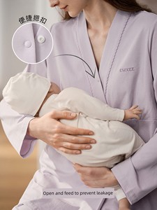 Manxi Summer Pure Cotton Nursing Clothes for Going Out, Maternity Wear with Breast Pads, Sweat-Absorbing Sleepwear, Post